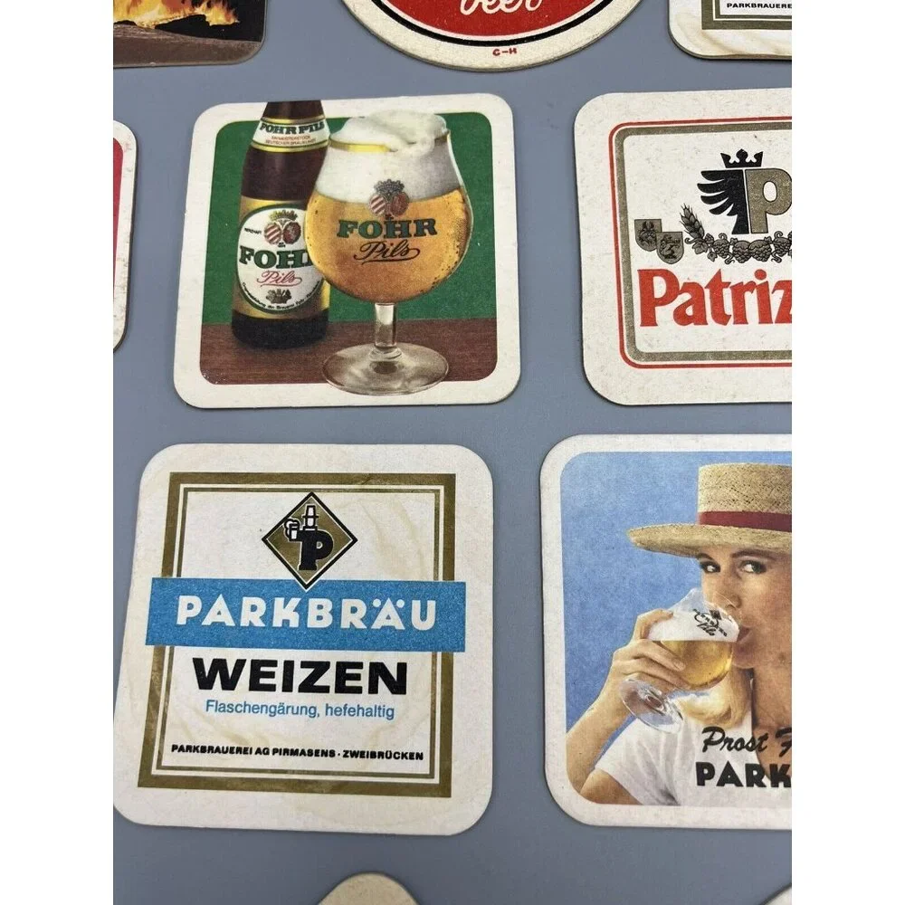 German Beer Mats Bier Lot of 14 European Coasters Pub Man Cave Job Lot Used